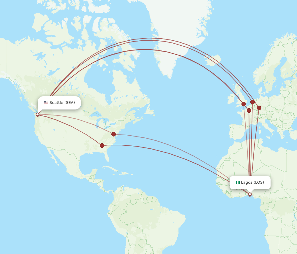 LOS-SEA flight routes