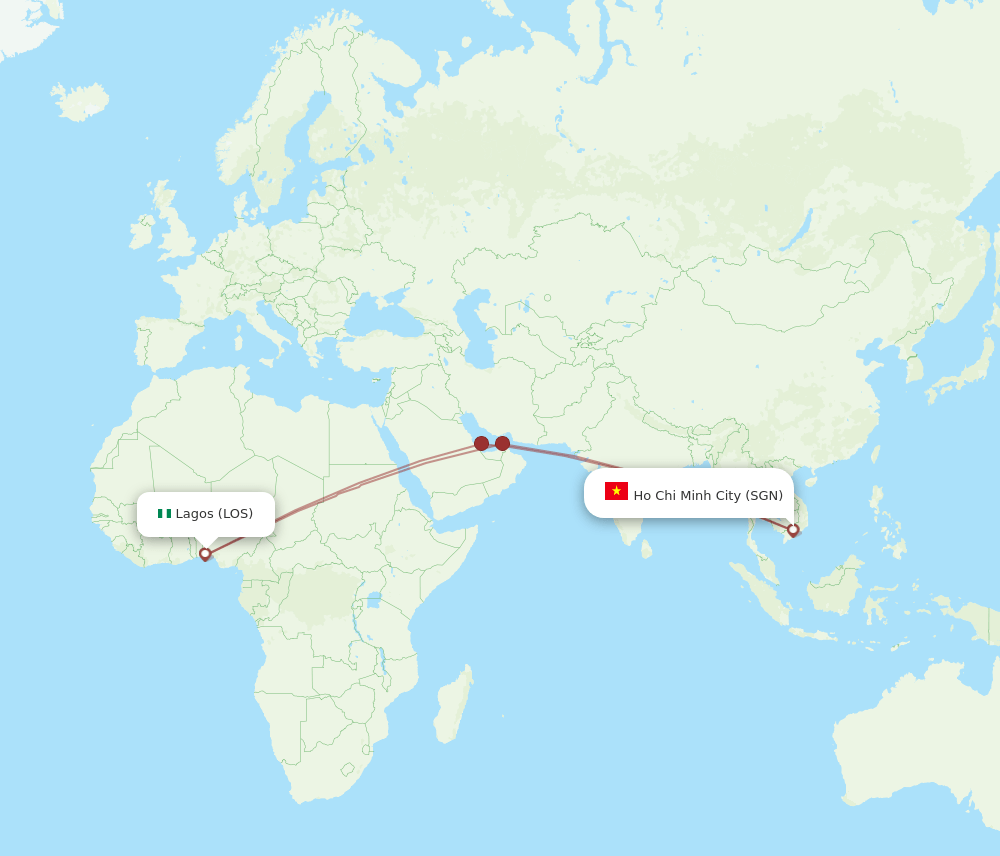 LOS-SGN flight routes