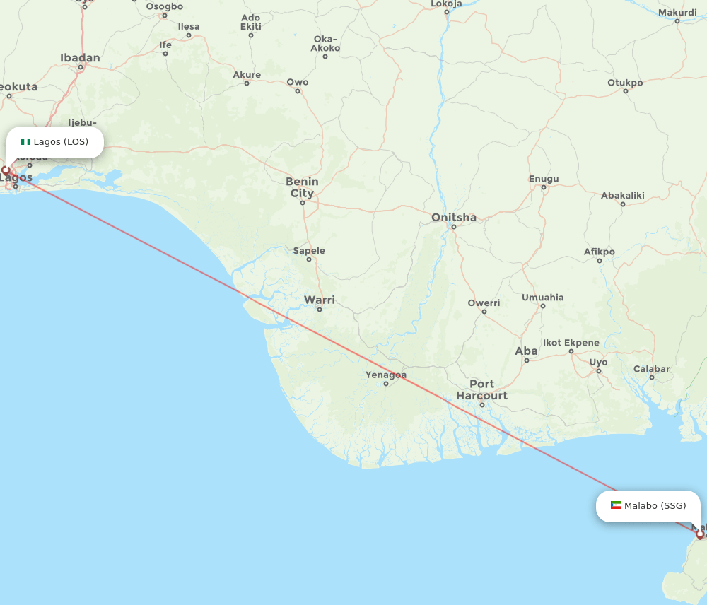 LOS to SSG flights and routes map