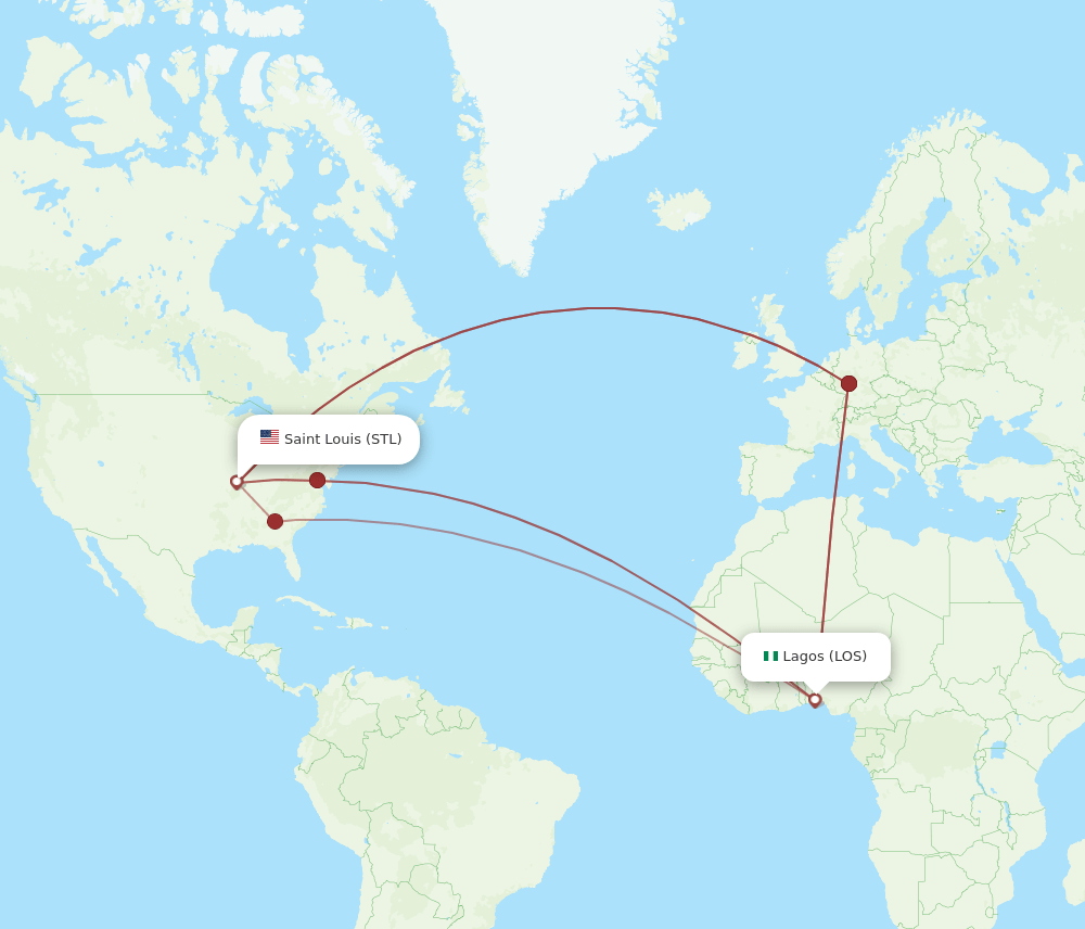 LOS-STL flight routes