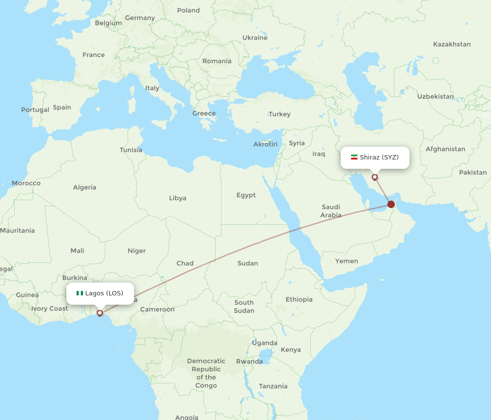 LOS-SYZ flight routes