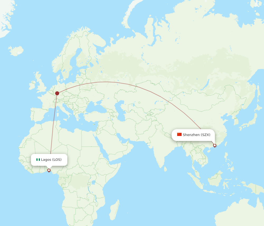 SZX to LOS flights and routes map