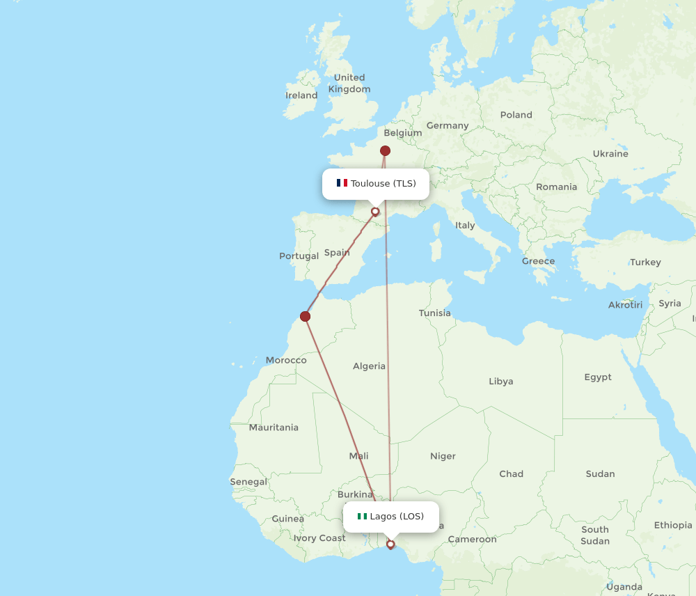 LOS-TLS flight routes