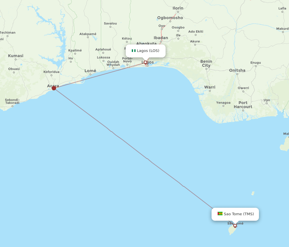 LOS to TMS flights and routes map