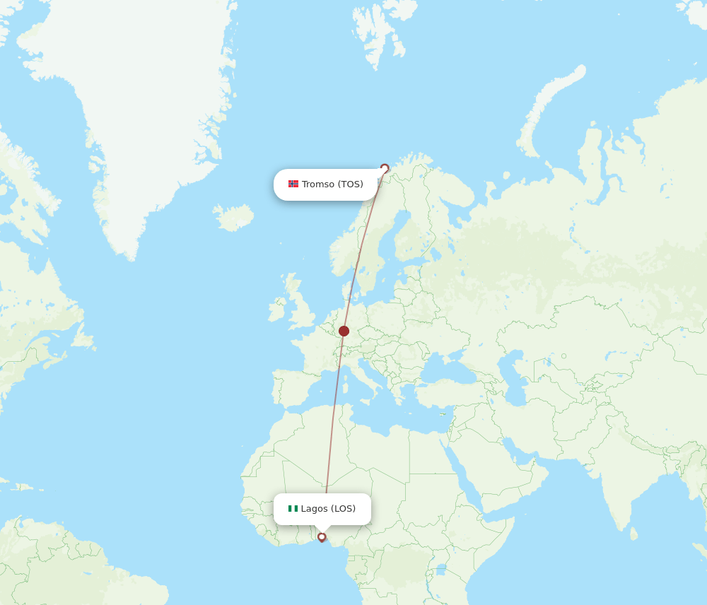 LOS-TOS flight routes