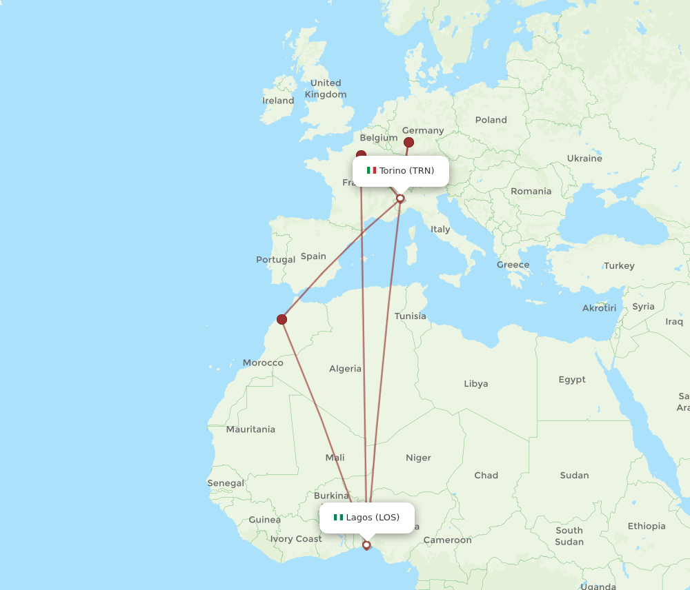 LOS-TRN flight routes