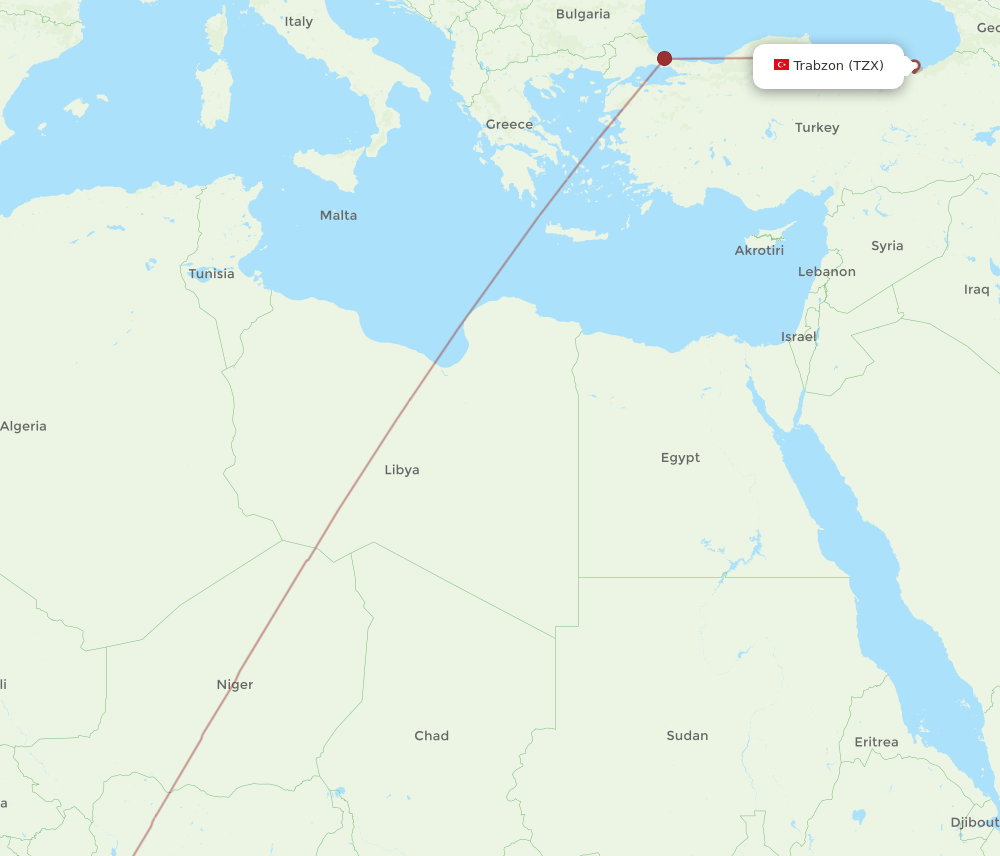 LOS-TZX flight routes