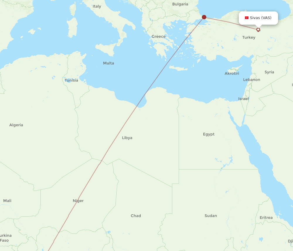 LOS-VAS flight routes