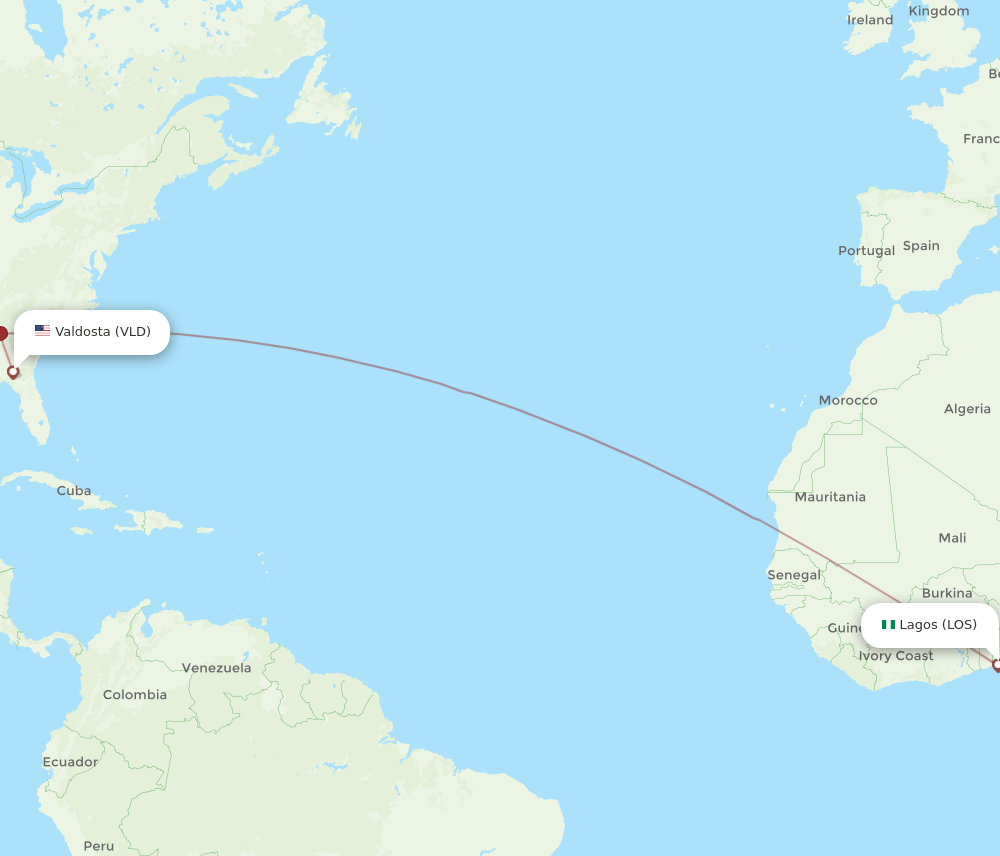 LOS-VLD flight routes