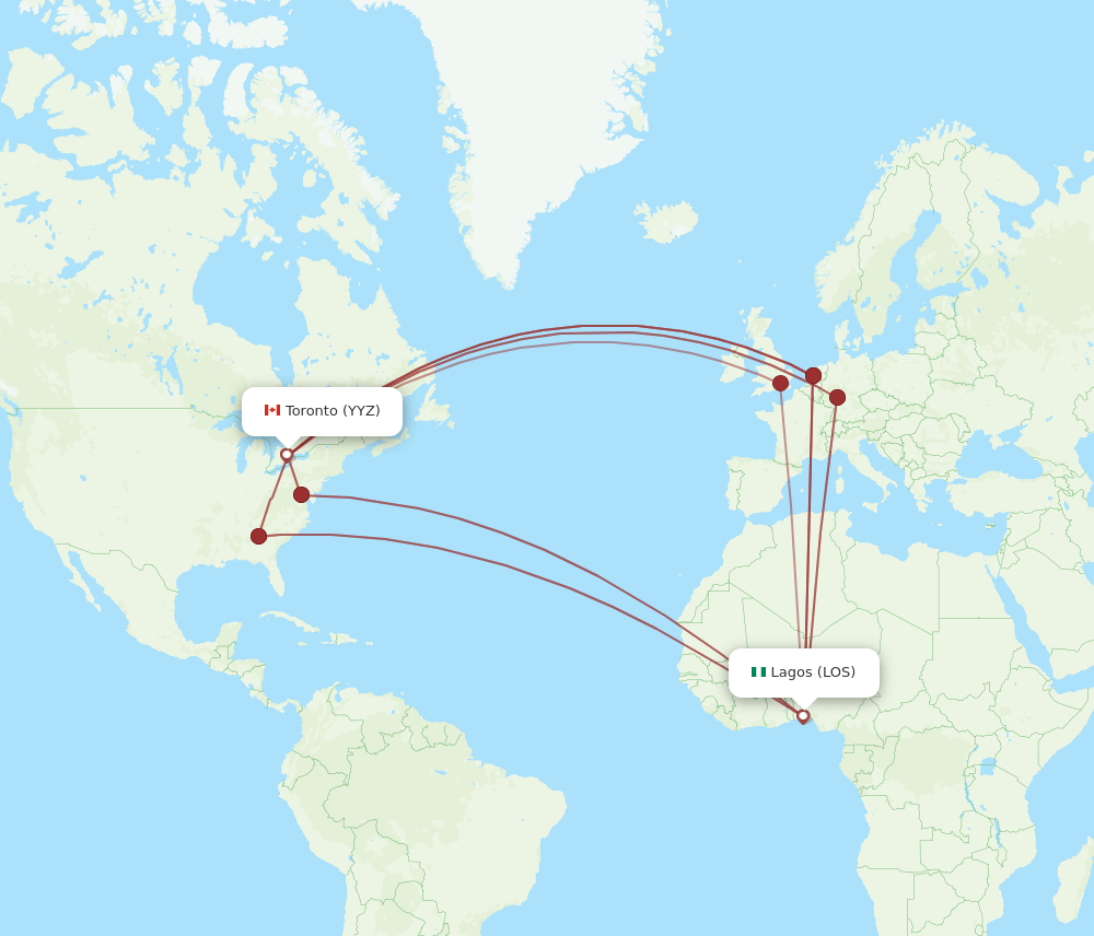 LOS-YYZ flight routes