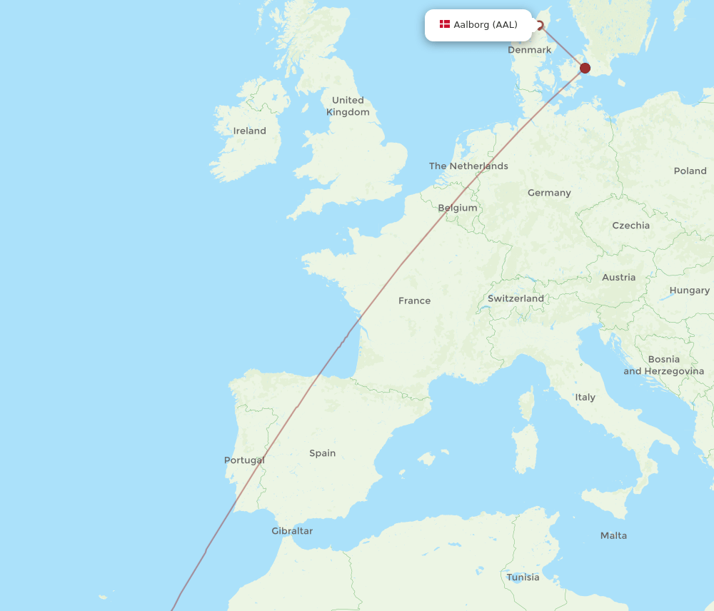 LPA to AAL flights and routes map