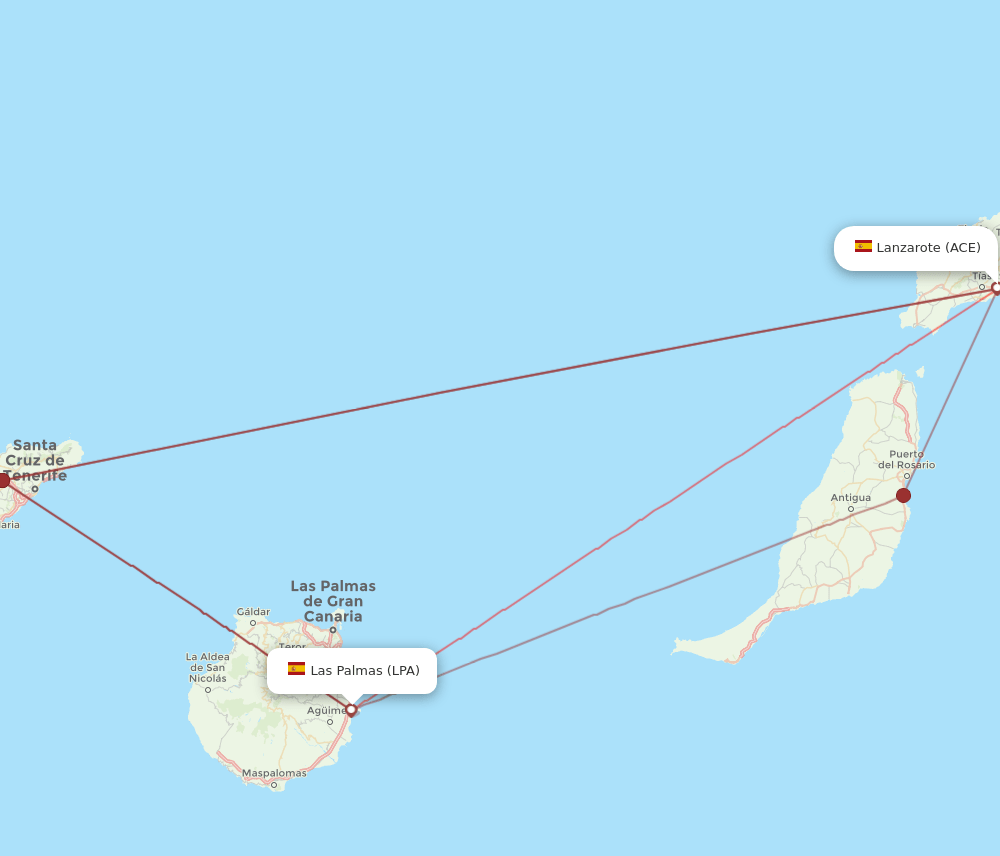 LPA to ACE flights and routes map