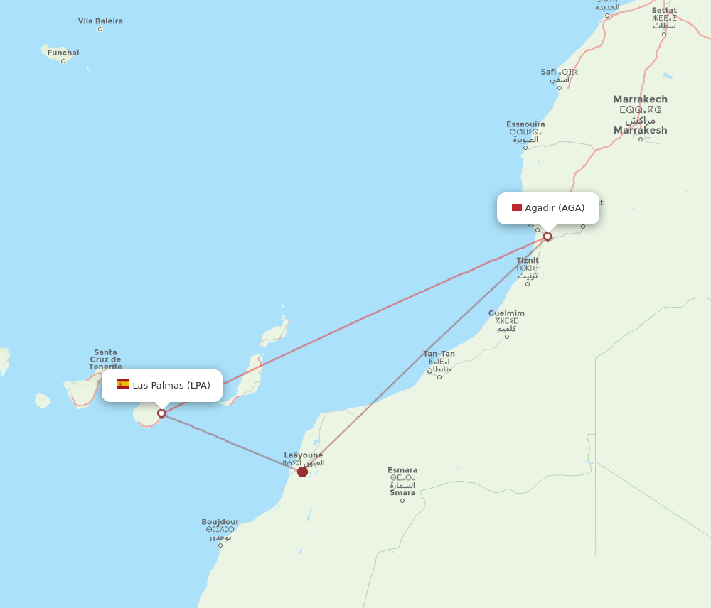 LPA-AGA flight routes