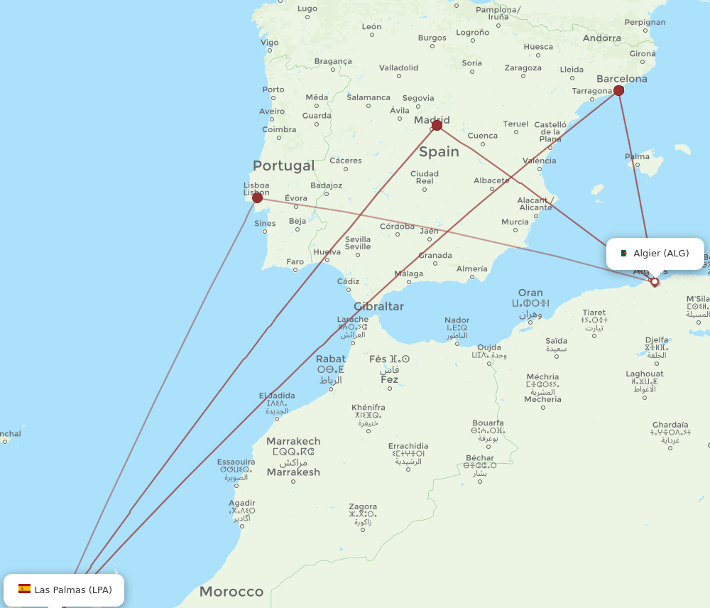 LPA-ALG flight routes