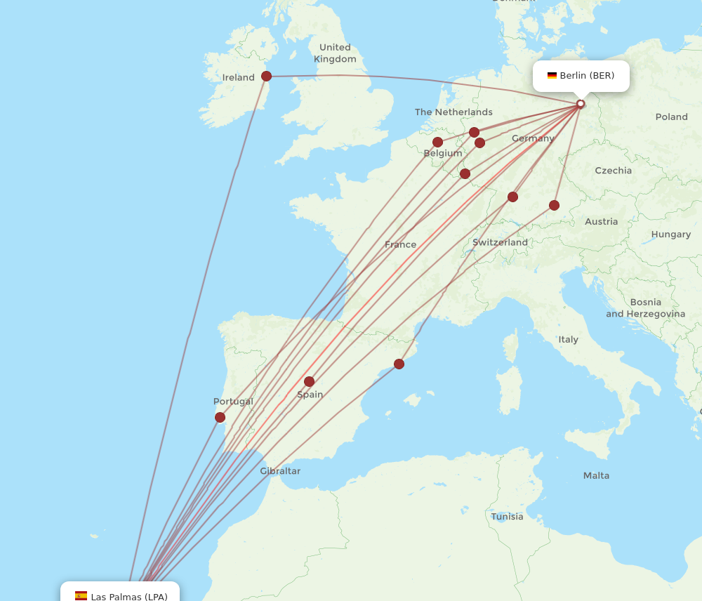 LPA to BER flights and routes map