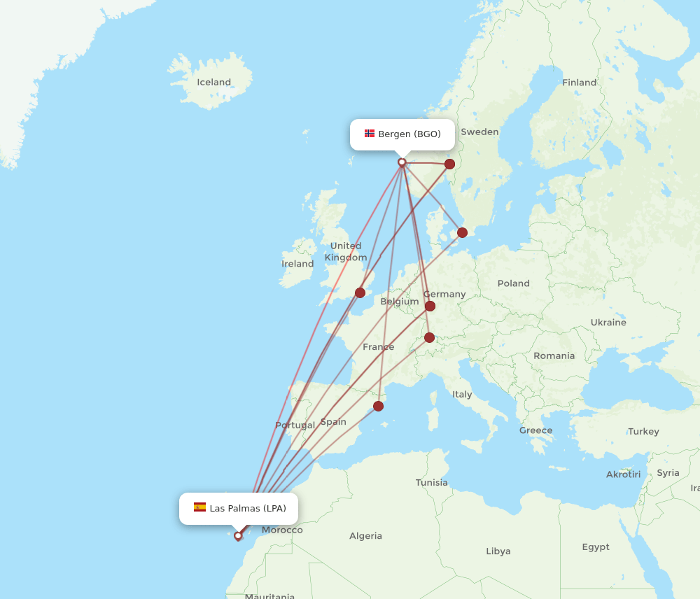 LPA-BGO flight routes
