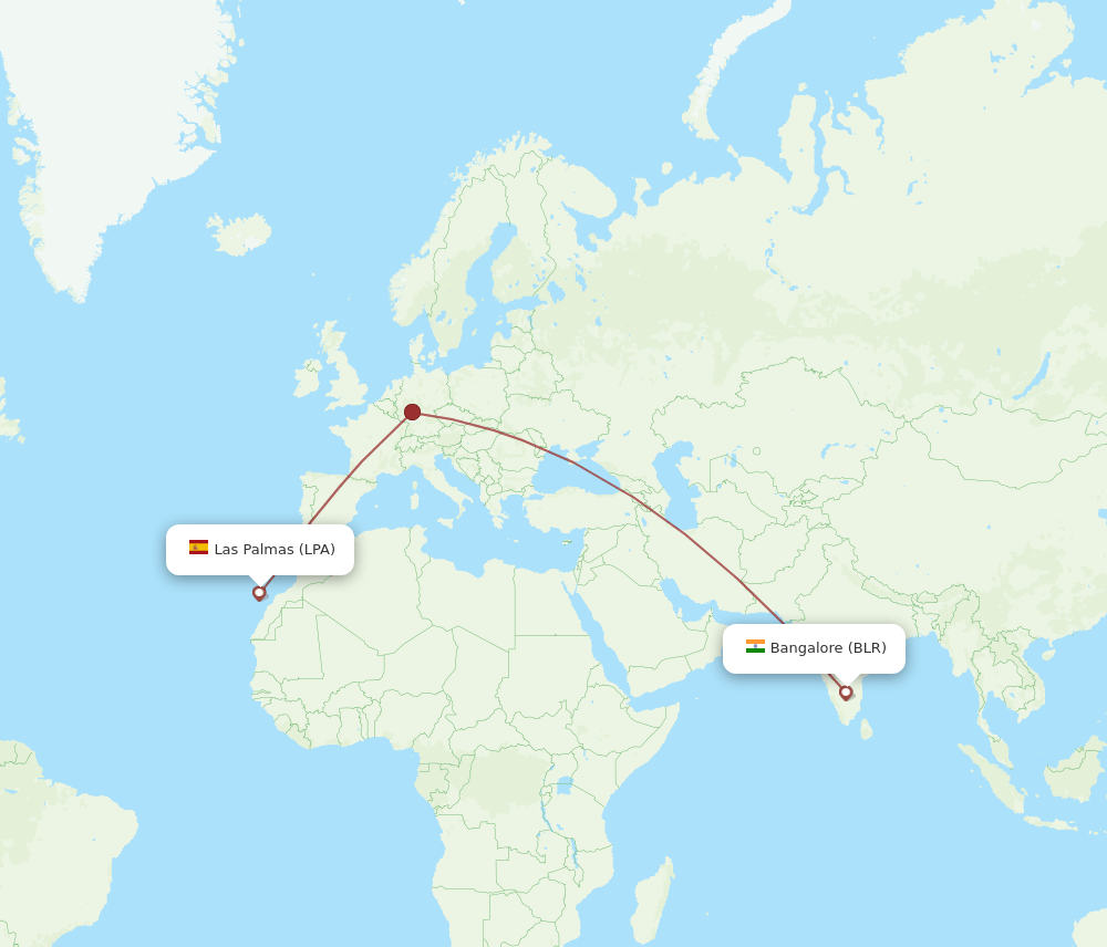LPA to BLR flights and routes map