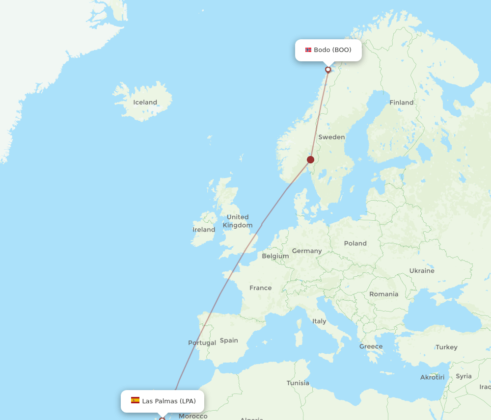 LPA-BOO flight routes