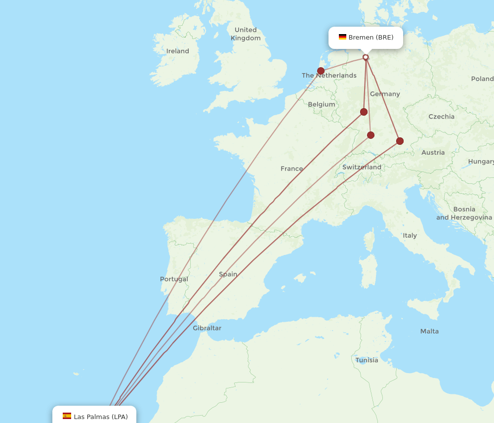 LPA-BRE flight routes