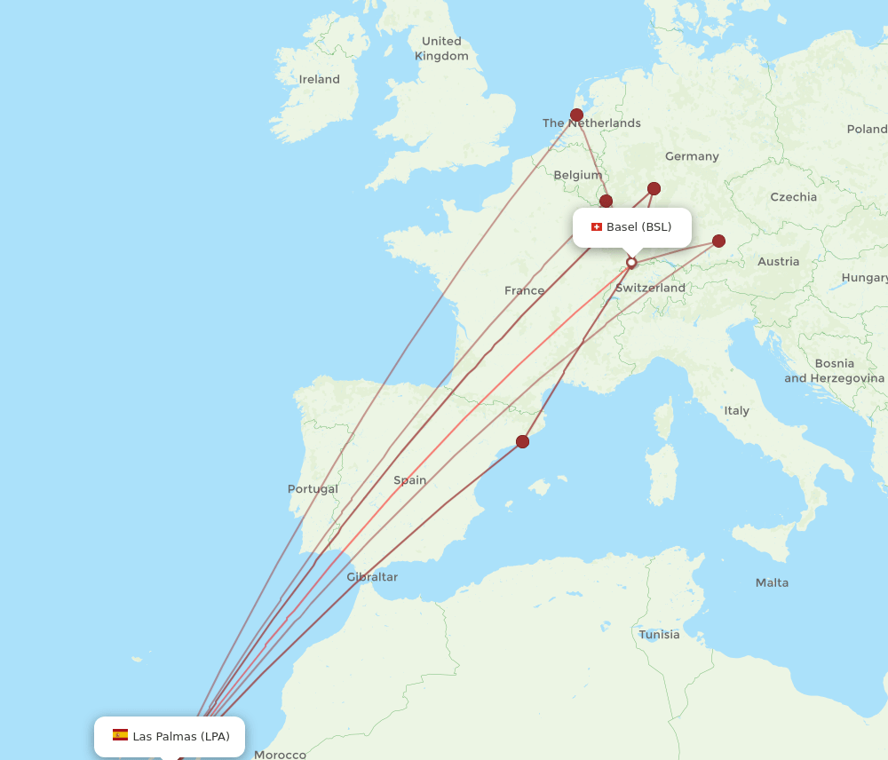 LPA-BSL flight routes