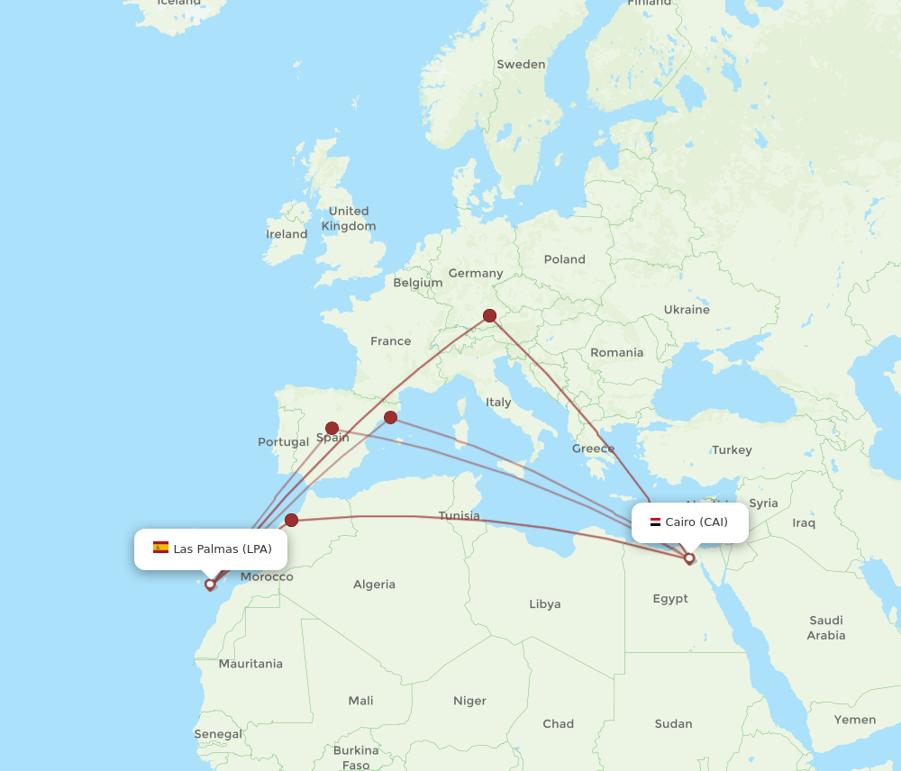 LPA to CAI flights and routes map