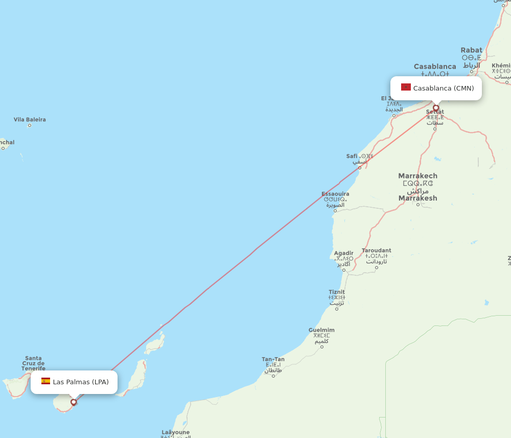 LPA-CMN flight routes