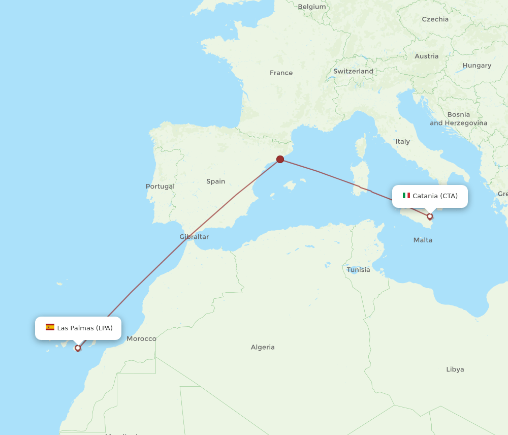 LPA to CTA flights and routes map