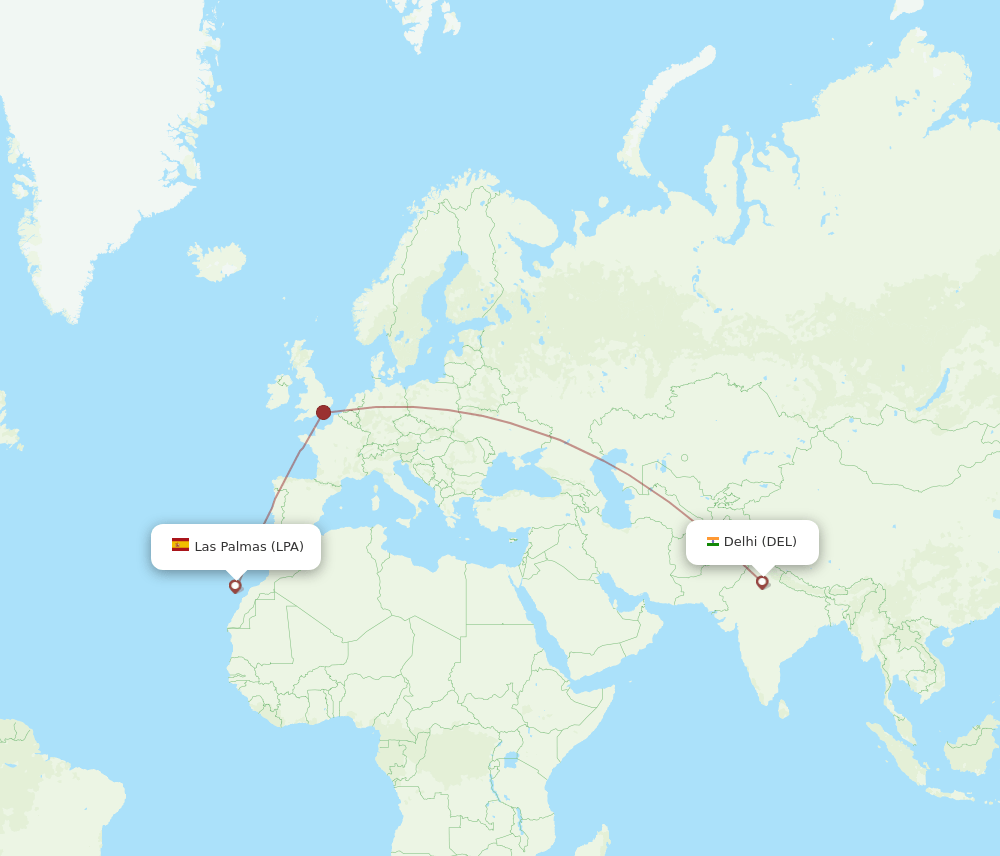 LPA-DEL flight routes