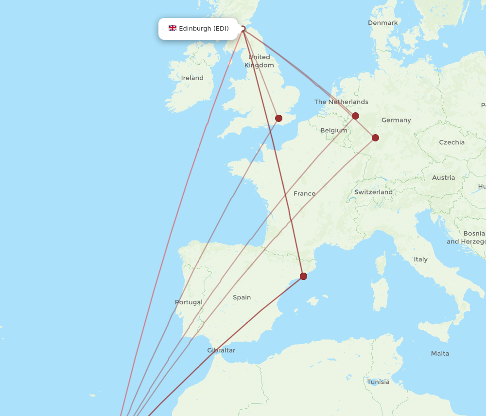 LPA to EDI flights and routes map