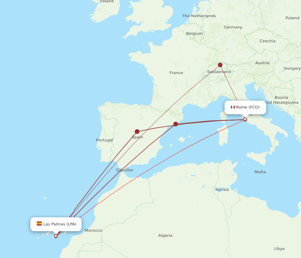 LPA-FCO flight routes