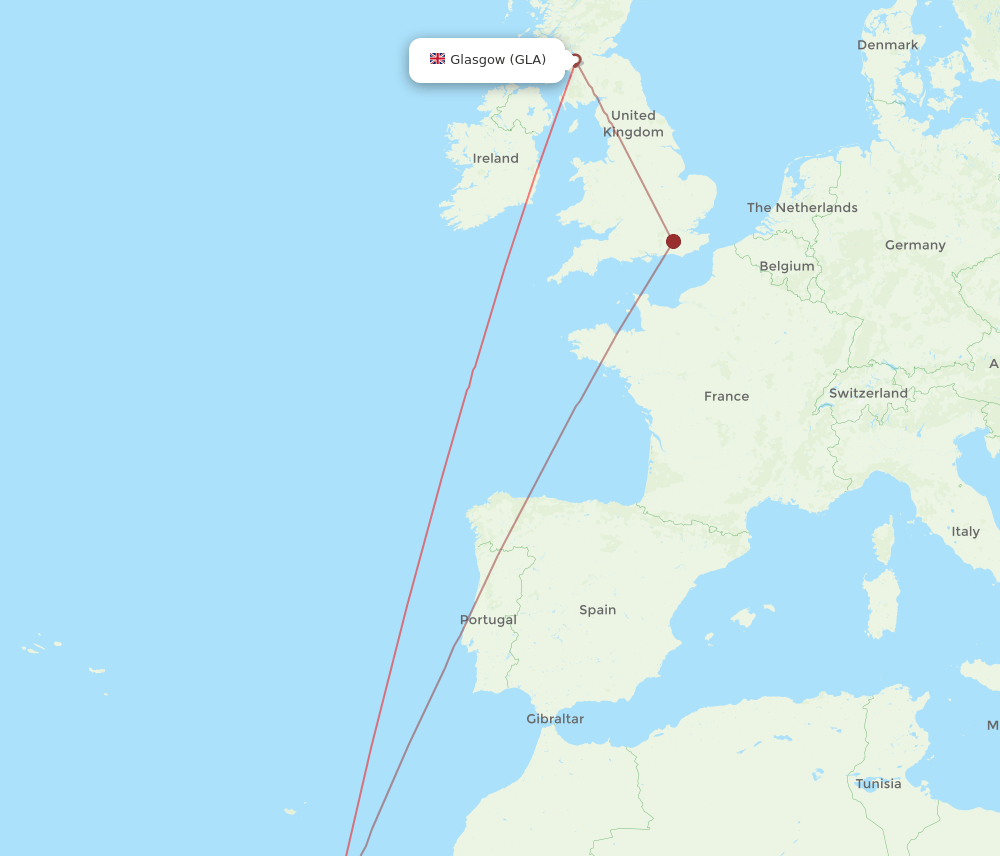 LPA to GLA flights and routes map