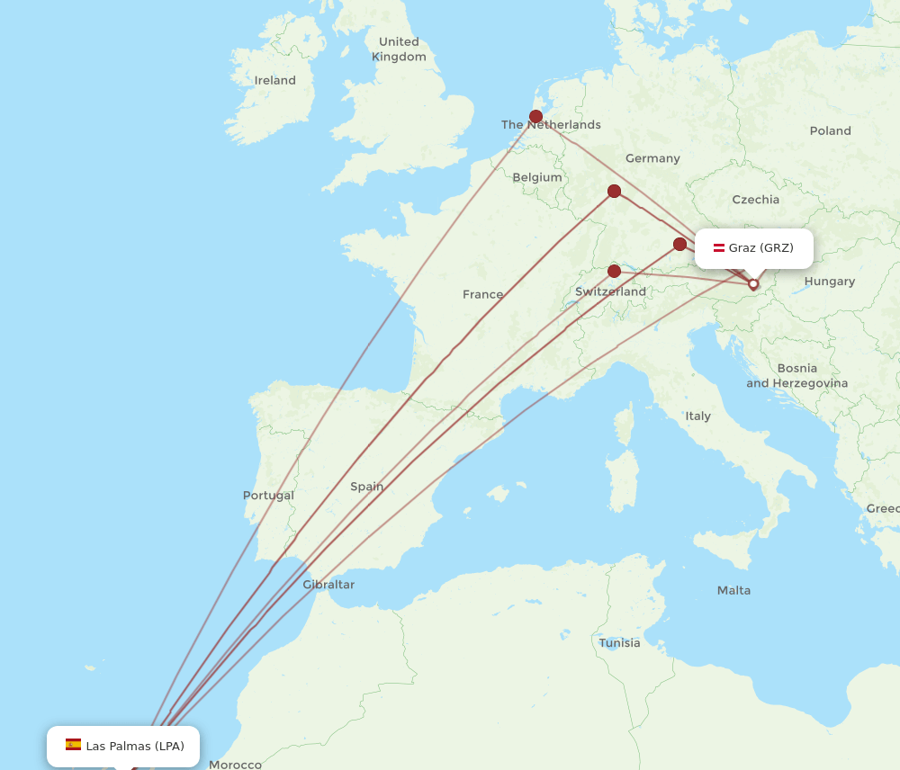 LPA-GRZ flight routes