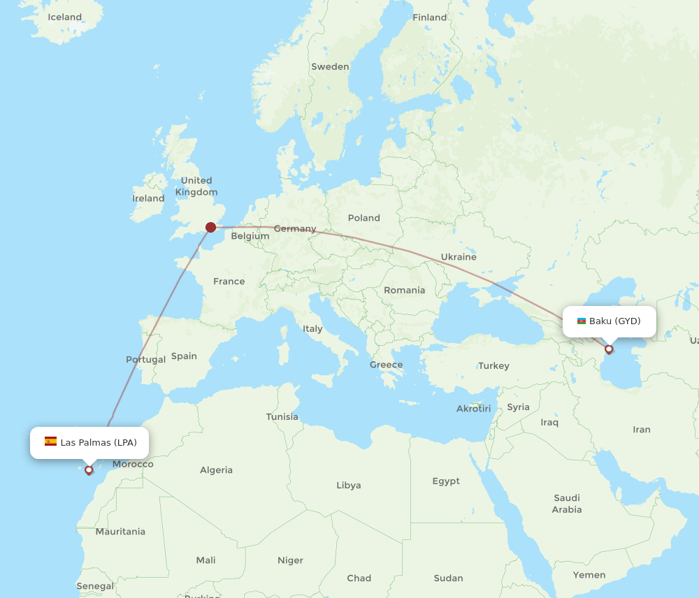 LPA-GYD flight routes