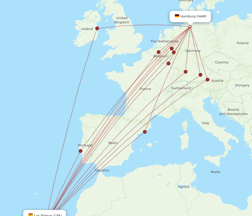 LPA to HAM flights and routes map