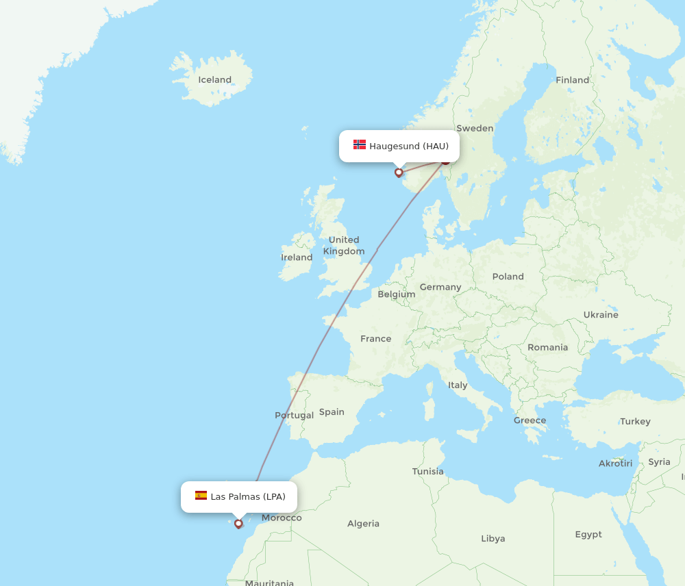 LPA-HAU flight routes