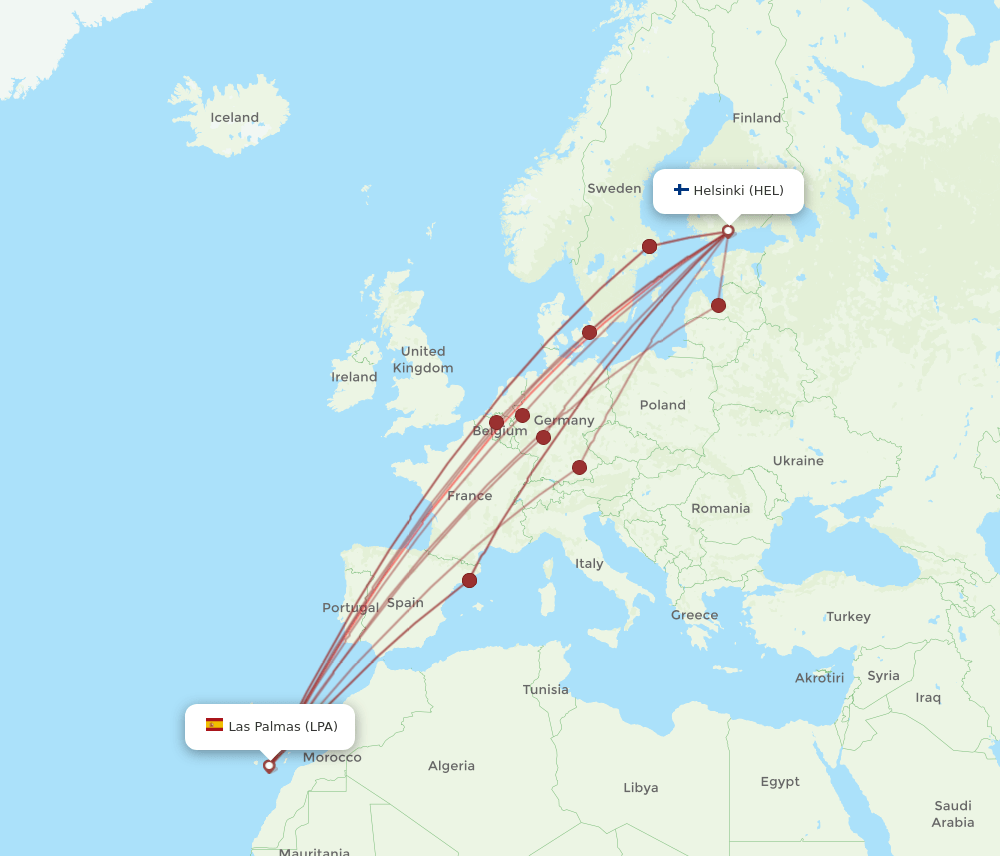 LPA-HEL flight routes