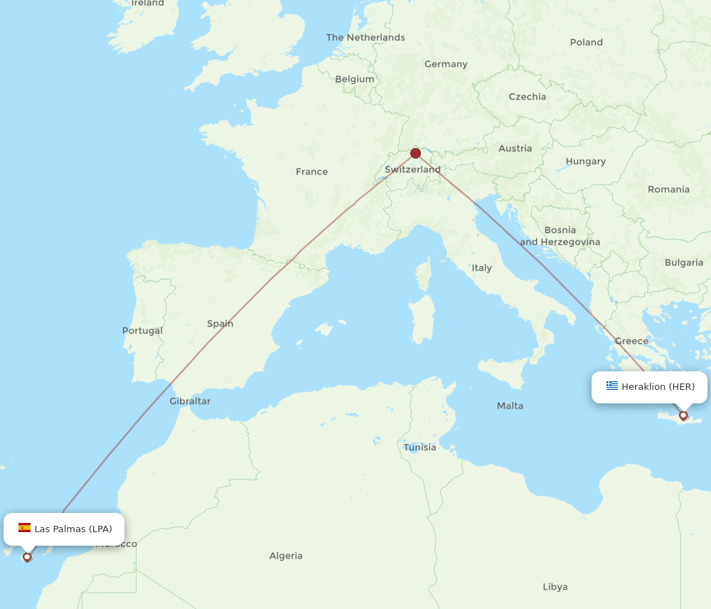 LPA to HER flights and routes map