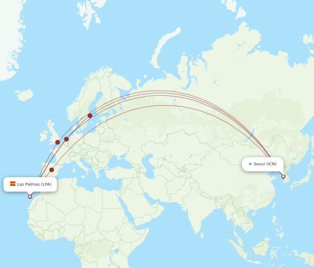 LPA-ICN flight routes