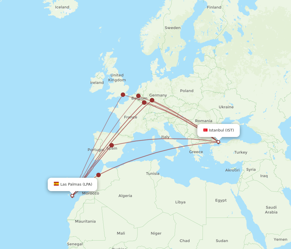 LPA-IST flight routes
