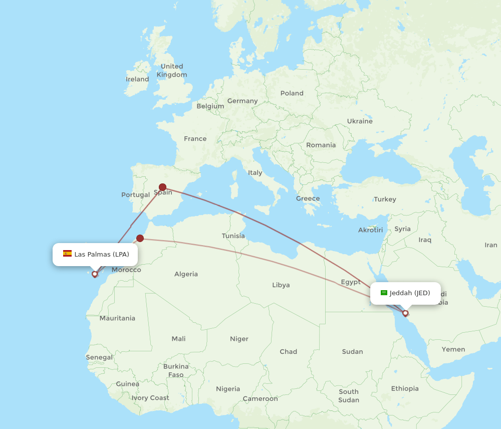 LPA-JED flight routes