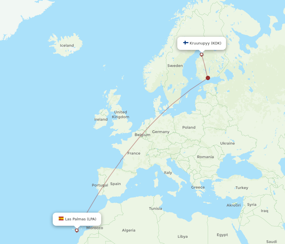 LPA-KOK flight routes