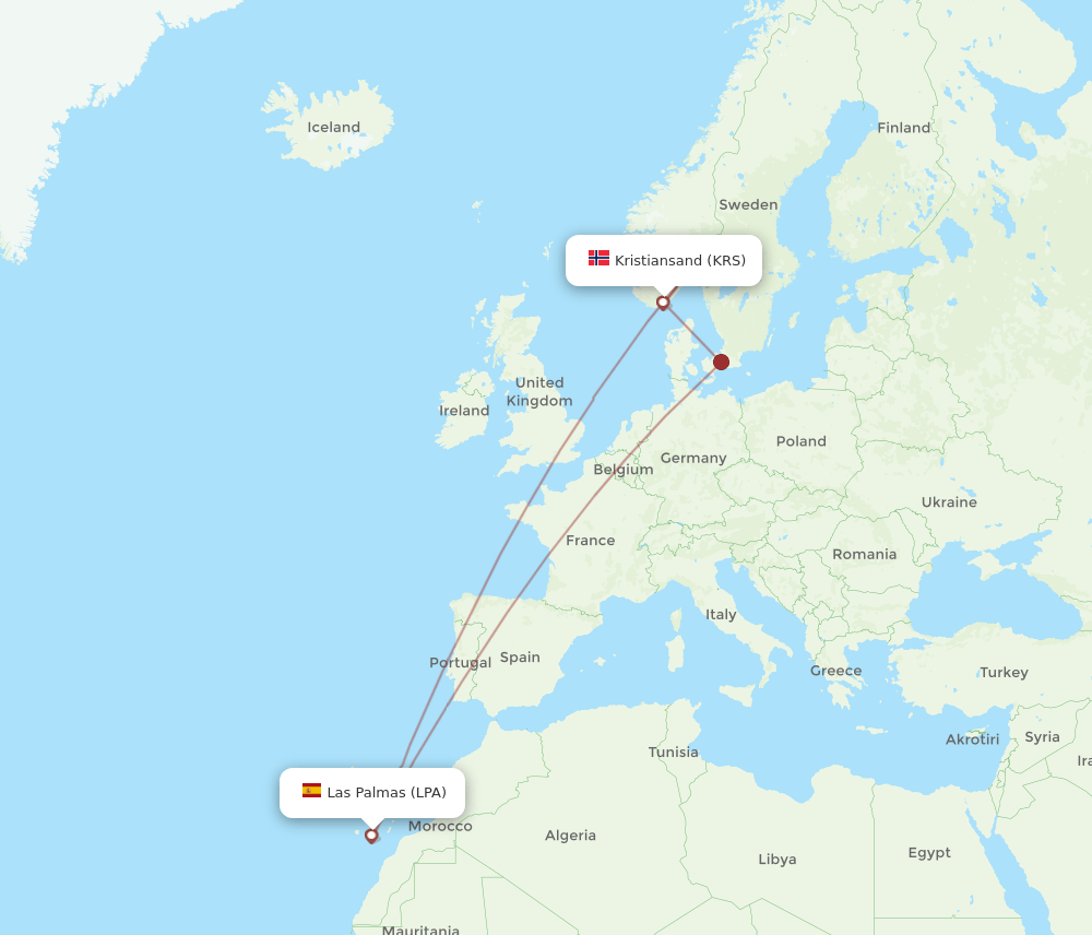 LPA-KRS flight routes