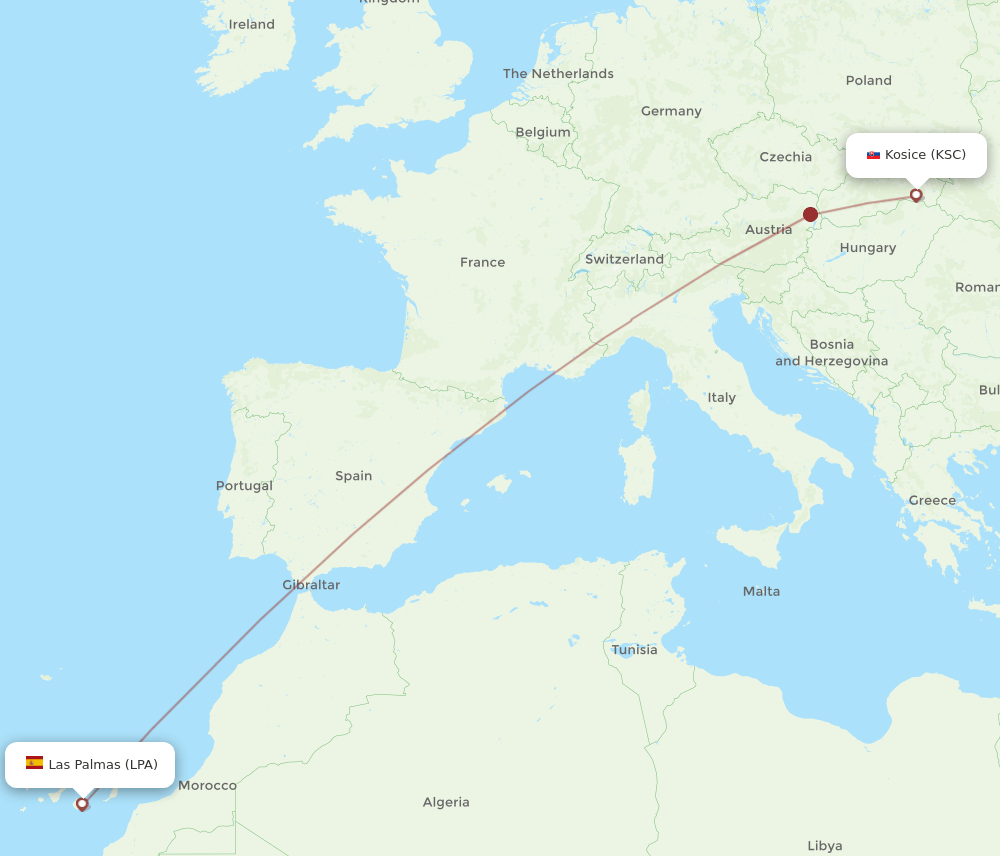 LPA-KSC flight routes