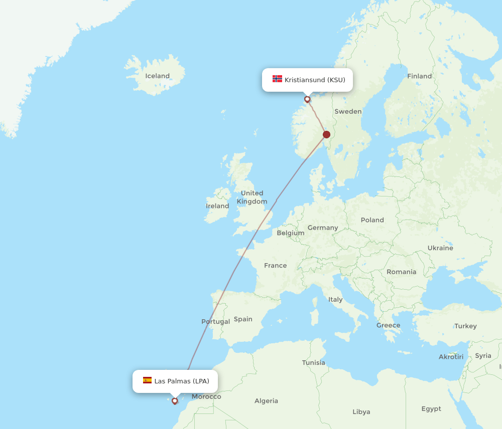 LPA-KSU flight routes