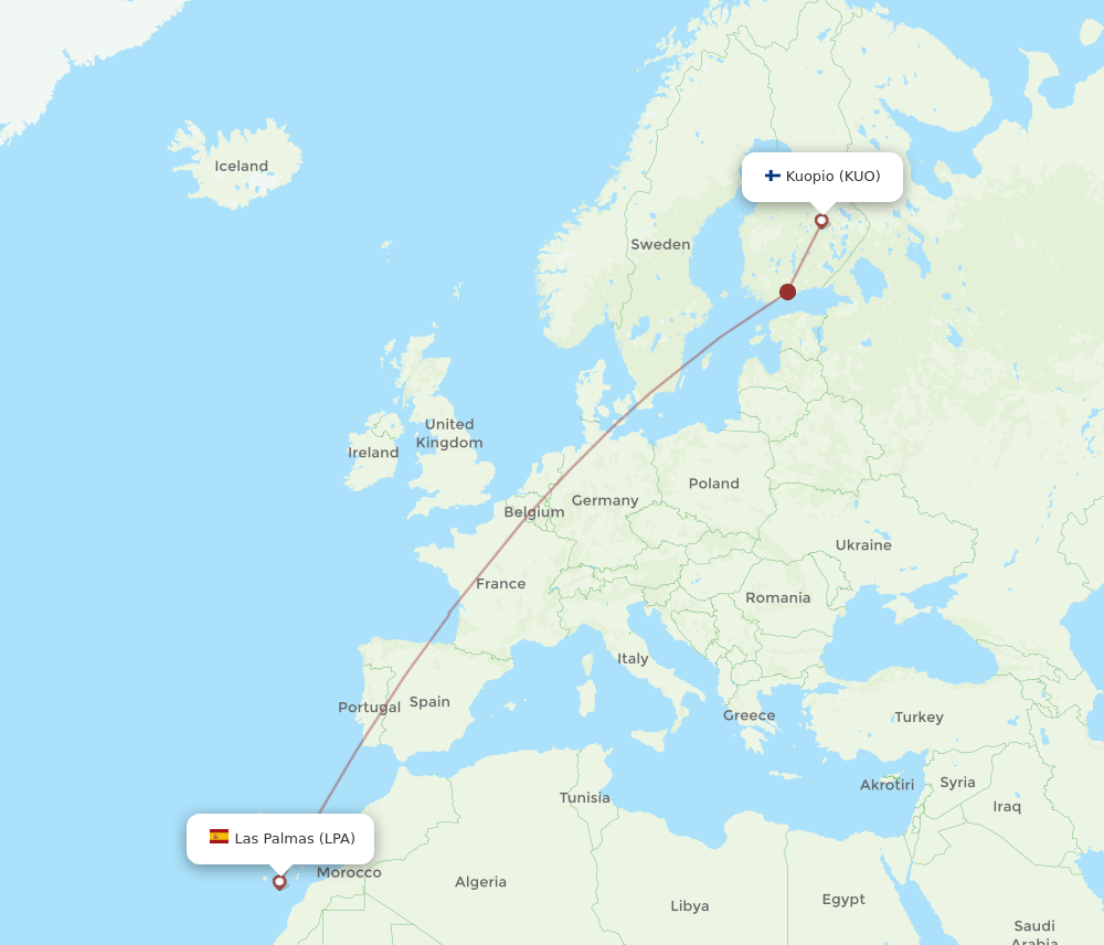 LPA-KUO flight routes