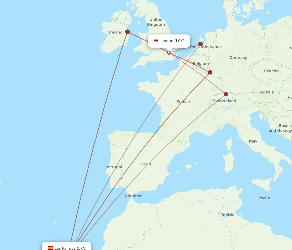 LPA-LCY flight routes