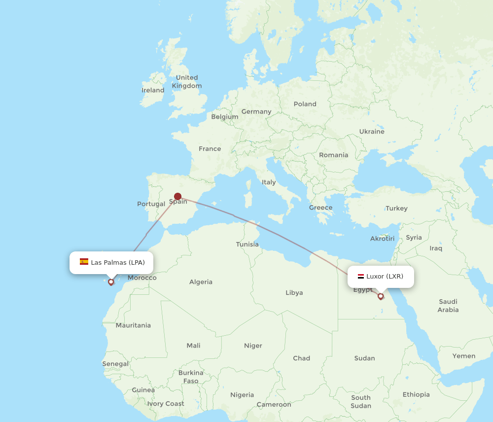 LPA-LXR flight routes