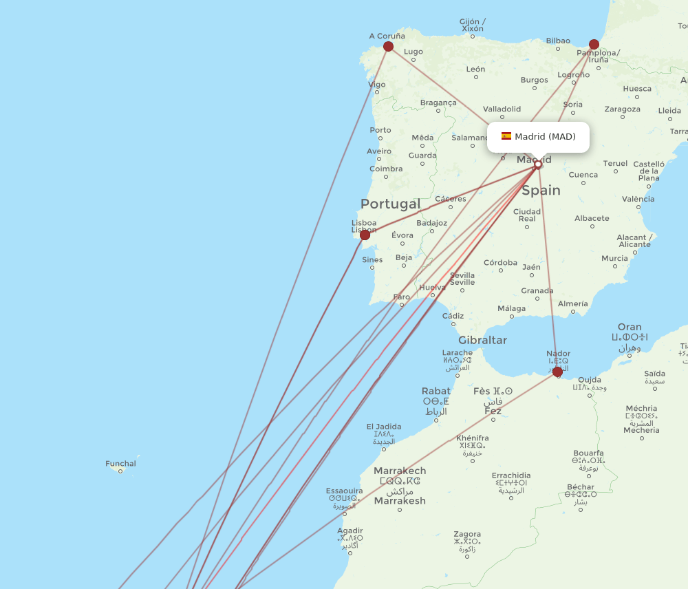 LPA-MAD flight routes