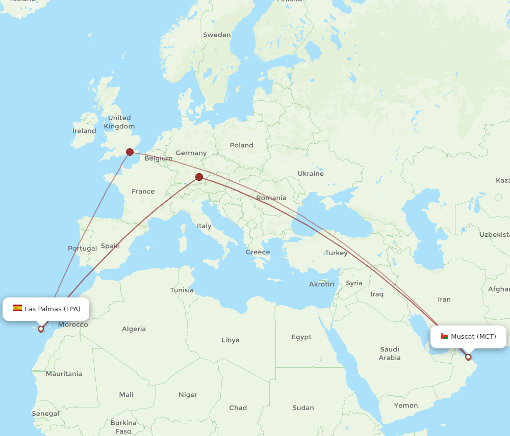 LPA-MCT flight routes