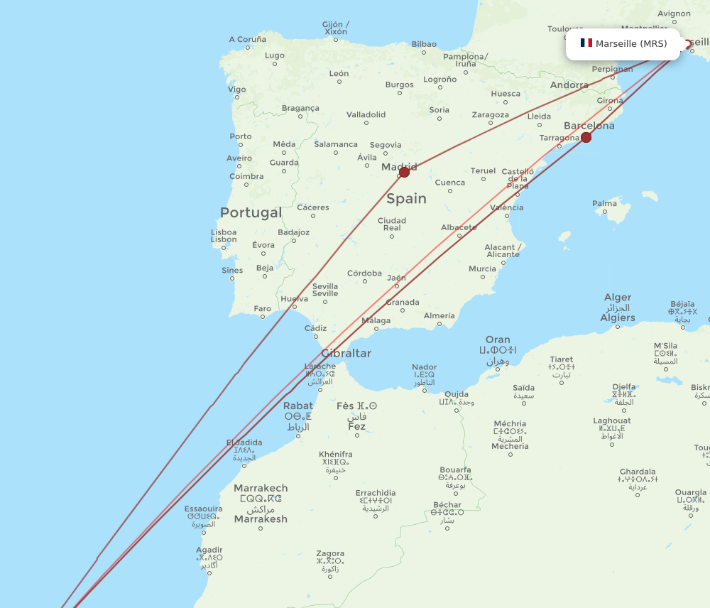 LPA to MRS flights and routes map